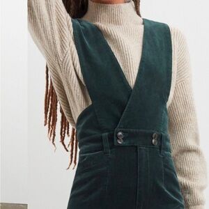 Anthropologie Green Denim Jumpsuit with V-Neck